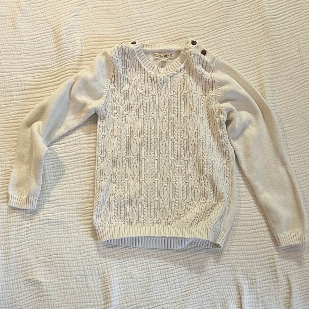 Classic Ivory Cable Knit Sweater for Kids